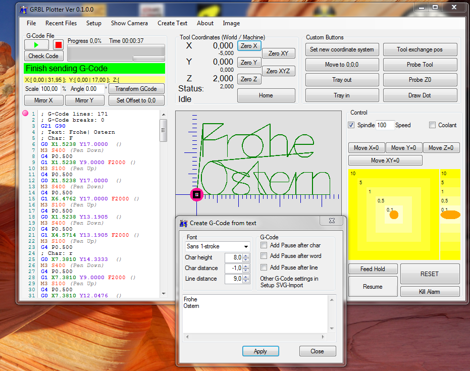 GRBL-Plotter ein GRBL Sender